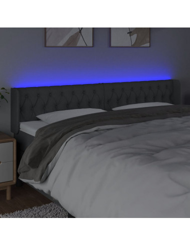 Testiera a LED Grigio Scuro 203x16x78/88 cm in Tessuto