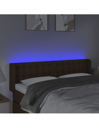 Testiera a LED Marrone Scuro 147x16x78/88 cm in Tessuto