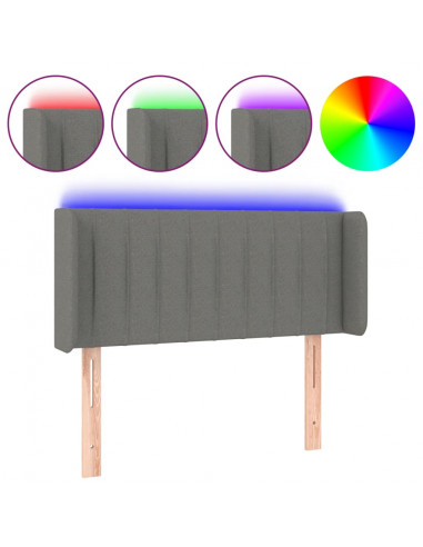 Testiera a LED Grigio Scuro 103x16x78/88 cm in Tessuto