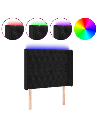 Testiera a LED Nera 103x16x118/128 cm in Velluto