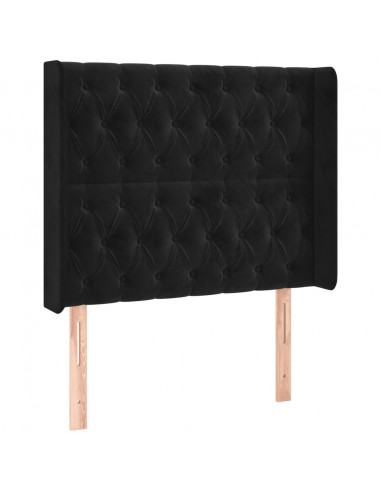 Testiera a LED Nera 103x16x118/128 cm in Velluto