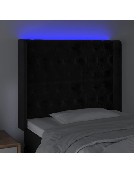Testiera a LED Nera 103x16x118/128 cm in Velluto