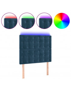 Testiera a LED Blu Scuro 100x5x118/128 cm in Velluto 2