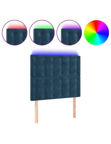 Testiera a LED Blu Scuro 100x5x118/128 cm in Velluto