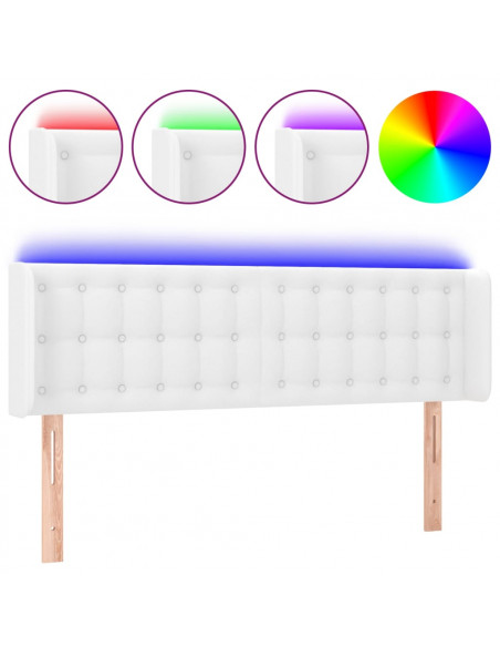 Testiera a LED Bianca 147x16x78/88 cm in Similpelle