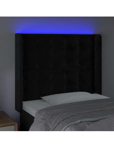 Testiera a LED Nera 103x16x118/128 cm in Velluto