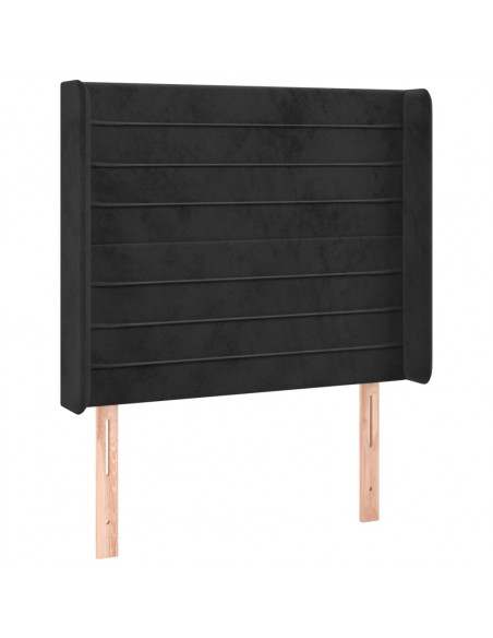 Testiera ad Orecchio Nera 93x16x118/128 cm in Velluto
