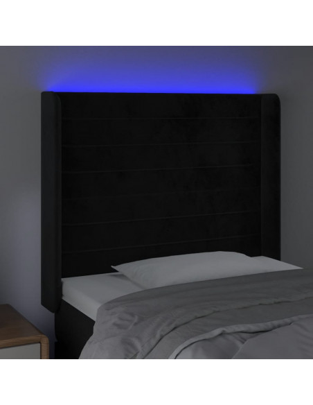 Testiera a LED nero 93x16x118/128 cm in Velluto