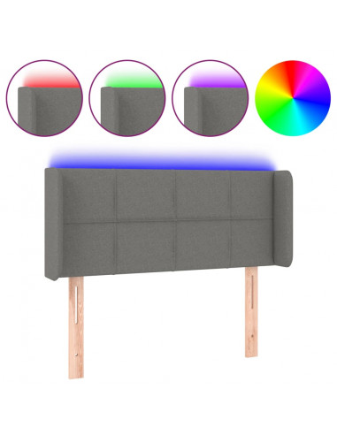 Testiera a LED Grigio Scuro 93x16x78/88 cm in Tessuto