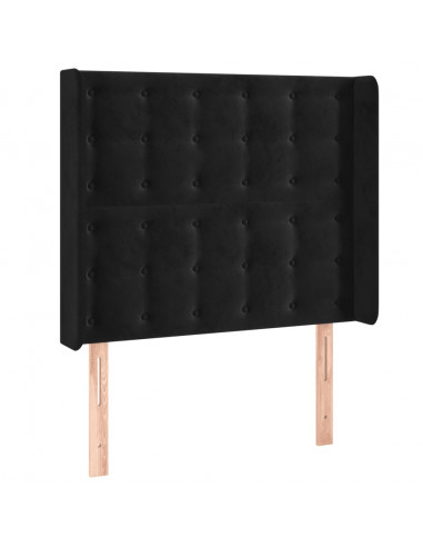 Testiera ad Orecchio Nera 93x16x118/128 cm in Velluto