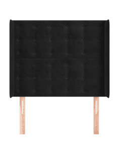Testiera ad Orecchio Nera 93x16x118/128 cm in Velluto 2