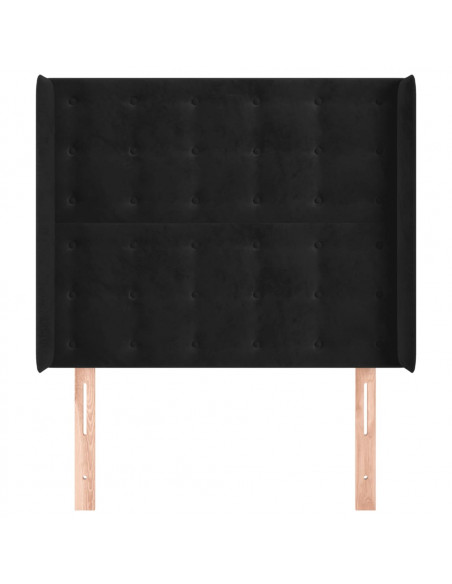 Testiera ad Orecchio Nera 93x16x118/128 cm in Velluto