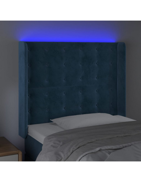 Testiera a LED Blu Scuro 103x16x118/128 cm in Velluto