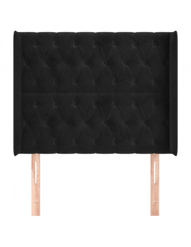 Testiera ad Orecchio Nera 103x16x118/128 cm in Velluto