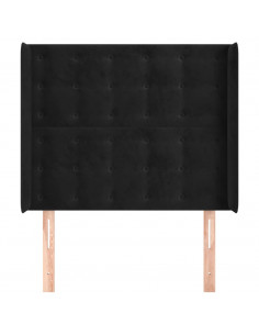 Testiera ad Orecchio Nera 83x16x118/128 cm in Velluto 2