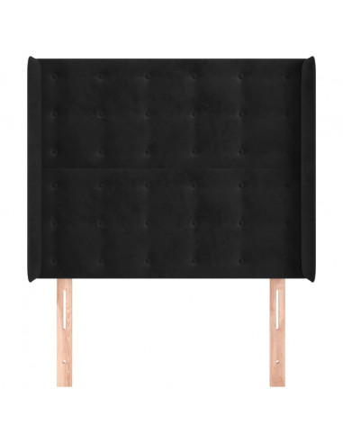 Testiera ad Orecchio Nera 83x16x118/128 cm in Velluto