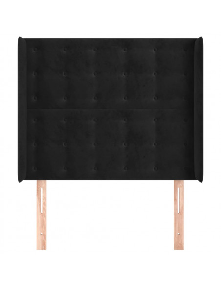 Testiera ad Orecchio Nera 83x16x118/128 cm in Velluto