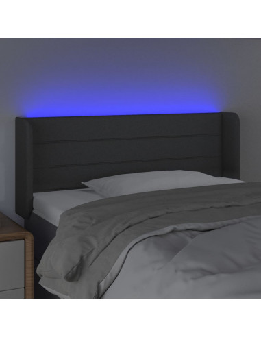 Testiera a LED Grigio Scuro 103x16x78/88 cm in Tessuto