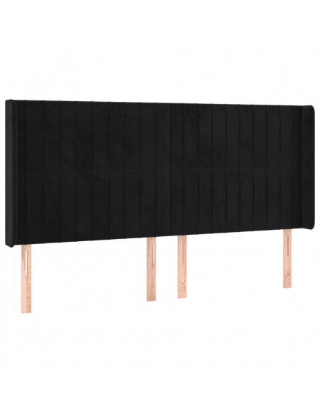 Testiera ad Orecchio Nera 183x16x118/128 cm in Velluto