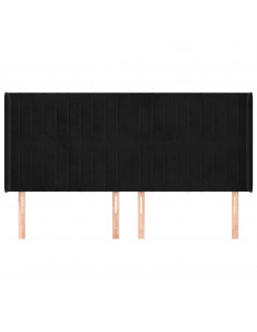 Testiera ad Orecchio Nera 183x16x118/128 cm in Velluto 2