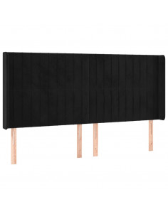 Testiera ad Orecchio Nera 203x16x118/128 cm in Velluto 2