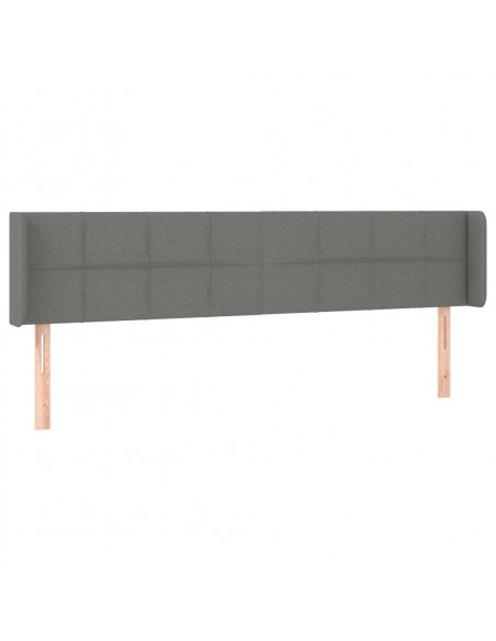 Testiera ad Orecchio Grigio Scuro 203x16x78/88 cm in Tessuto