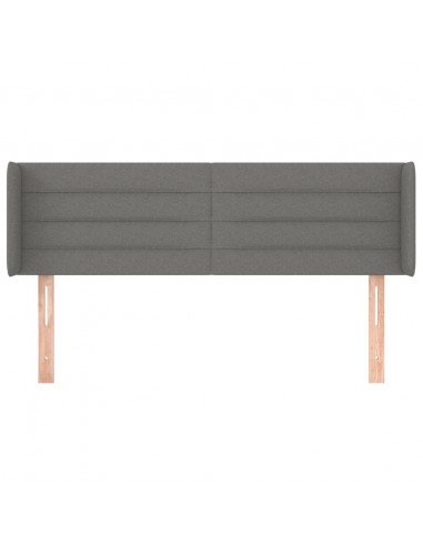 Testiera ad Orecchio Grigio Scuro 147x16x78/88 cm in Tessuto