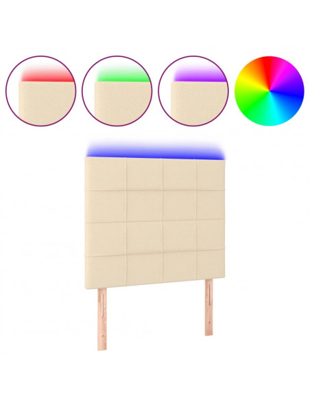 Testiera a LED Crema 80x5x118/128 cm in Tessuto