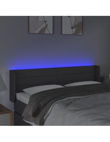 Testiera a LED Grigio Scuro 147x16x78/88 cm in Tessuto