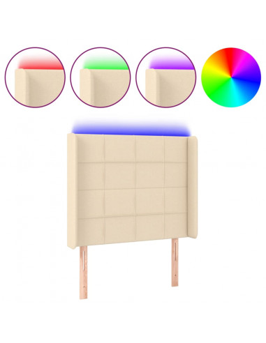 Testiera a LED Crema 83x16x118/128 cm in Tessuto