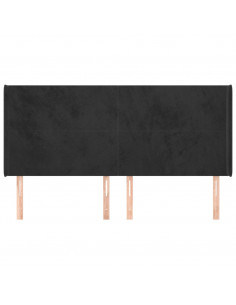 Testiera ad Orecchio Nera 203x16x118/128 cm in Velluto 2