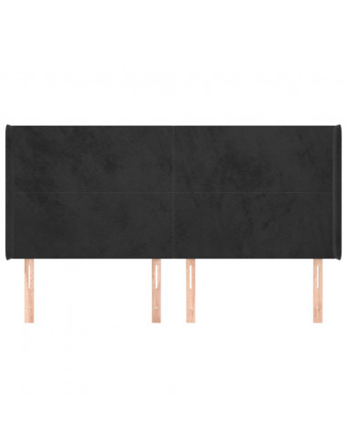 Testiera ad Orecchio Nera 203x16x118/128 cm in Velluto