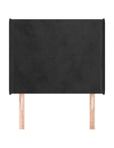 Testiera ad Orecchio Nera 103x16x118/128 cm in Velluto