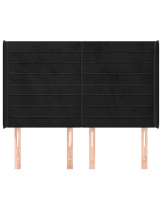 Testiera ad Orecchio Nera 147x16x118/128 cm in Velluto 2