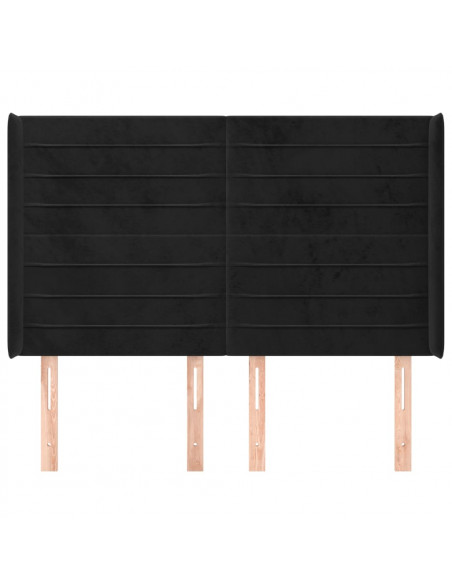 Testiera ad Orecchio Nera 147x16x118/128 cm in Velluto