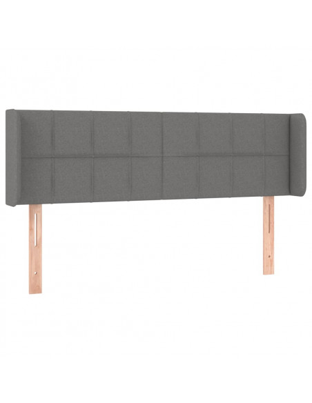 Testiera ad Orecchio Grigio Scuro 147x16x78/88 cm in Tessuto