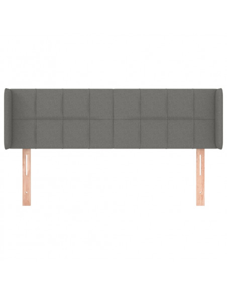 Testiera ad Orecchio Grigio Scuro 147x16x78/88 cm in Tessuto