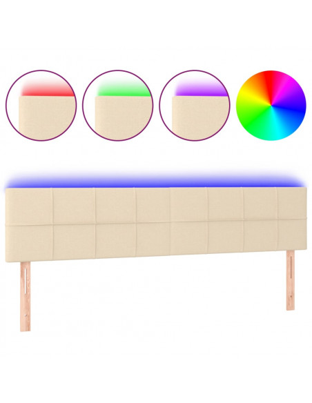 Testiera a LED Crema 200x5x78/88 cm in Tessuto