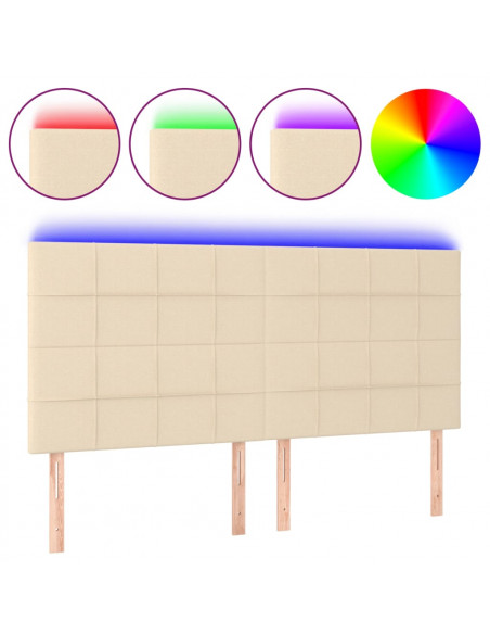 Testiera a LED Crema 180x5x118/128 cm in Tessuto