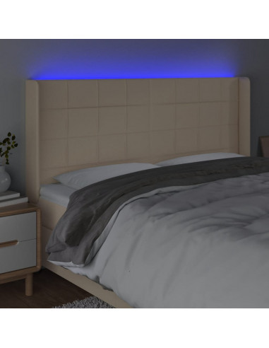 Testiera a LED Crema 203x23x118/128 cm in Tessuto