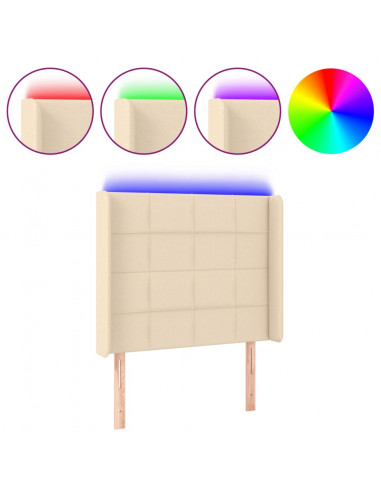 Testiera a LED Crema 103x16x118/128 cm in Tessuto