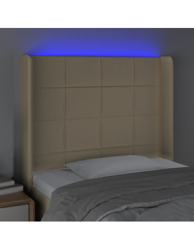 Testiera a LED crema 93x16x118/128 cm in Tessuto