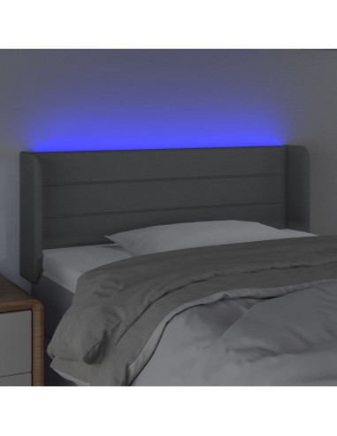 Testiera Grigio Chiaro a LED 83x16x78/88 cm in Tessuto