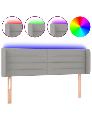 Testiera Grigio Chiaro a LED 147x16x78/88 cm in Tessuto