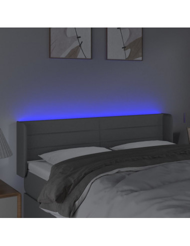 Testiera Grigio Chiaro a LED 147x16x78/88 cm in Tessuto