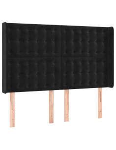 Testiera ad Orecchio Nera 147x16x118/128 cm in Velluto 2