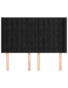 Testiera ad Orecchio Nera 147x16x118/128 cm in Velluto 2