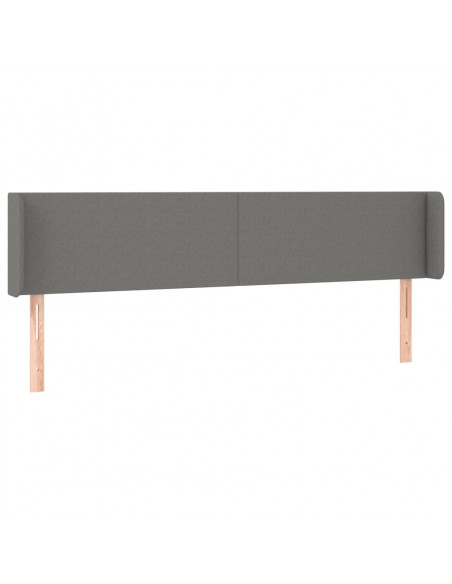 Testiera a LED Grigio Scuro 183x16x78/88 cm in Tessuto