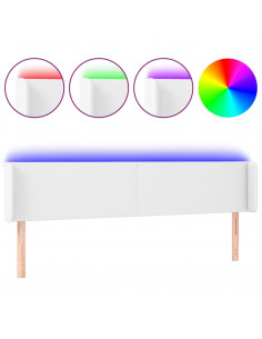 Testiera a LED Bianca 183x16x78/88 cm in Similpelle 2