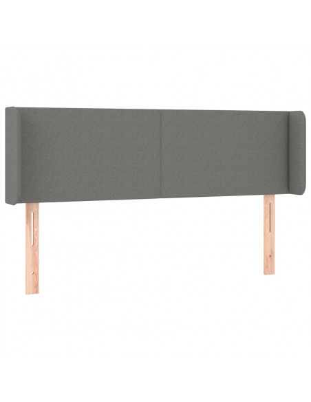 Testiera ad Orecchio Grigio Scuro 147x16x78/88 cm in Tessuto